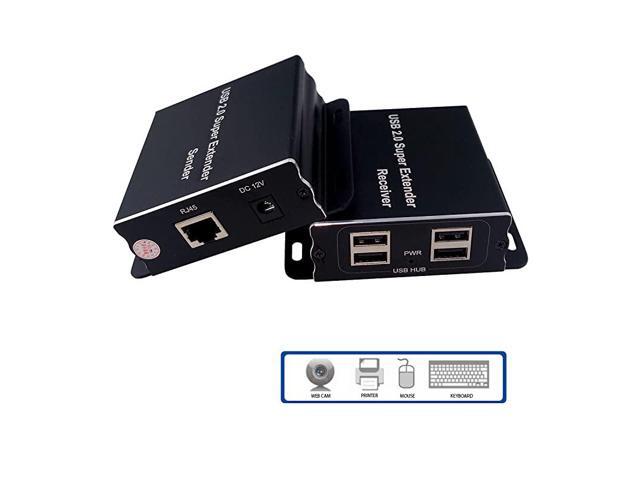 USB Extender Over Cat5E6 up to 196ft USB20 Over Cat6 Cat5E Extender with 4 USB 20 Ports Plug and Play No Driver Needed Support All Operating System