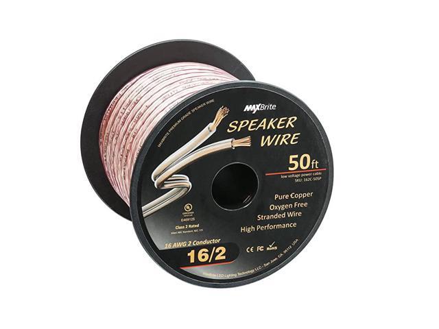 Performance 16 Gauge Speaker Wire Oxygen Free Pure Copper UL Listed Class 2 50 Feet Spool