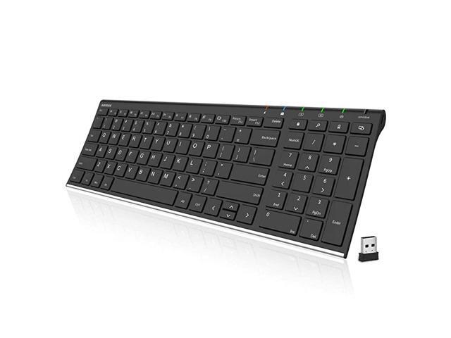 24G Wireless Keyboard Stainless Steel Ultra Slim Full Size Keyboard with Numeric Keypad for ComputerDesktopPCLaptopSurfaceSmart TV and Windows 108