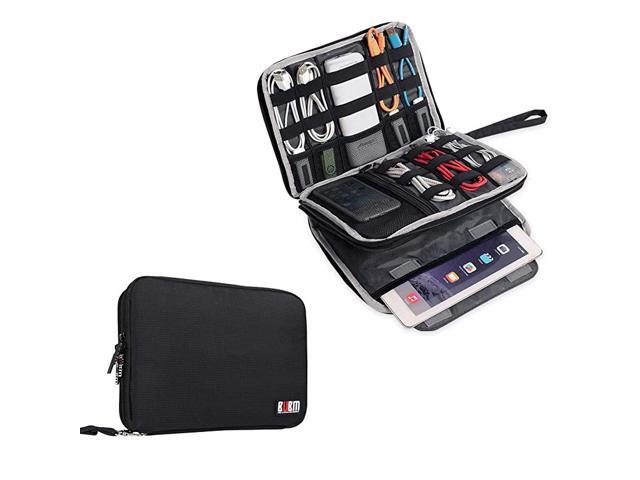 Double Layer Electronics OrganizerTravel Gadget Bag For CablesMemory CardsFlash Hard Drive and MoreFit For iPad Or TabletUp To 97Large Black