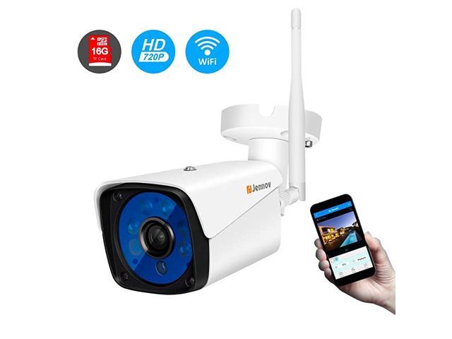Wireless Security Camera 720P Wireless WiFi Bullet IP Camera IP66 Waterproof Outdoor and Home Video Surveillance Camera PreInstalled 16G Micro SD