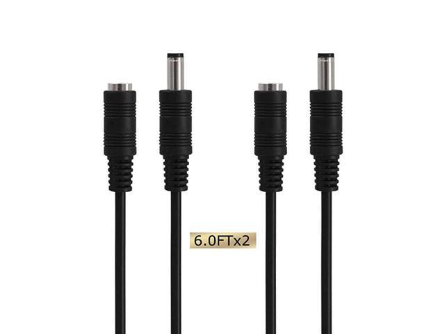 21mm x 55mm DC Power Adapter Extension Cable Male to Female dc Plug Extension Cord for 12V CCTV Wireless IP Camera LED Car6FT2Pack