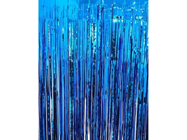 32 ft x 98 ft Metallic Tinsel Foil Fringe Curtains for Party Photo Backdrop Wedding Decor Navy Blue5 pcs