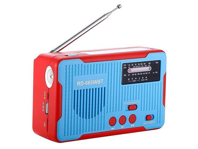 Radios Hand Crank Self Powered Solar AMFM NOAA Weather Alert Radio with LED Flashlight MP3 Player and Large Power Bank 2300mAh for iPhoneSmart