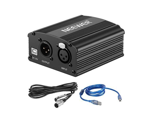 1Channel 48V Phantom Power Supply with 5 feet USB Cable BONUS+XLR 3 Pin Microphone Cable for Any Condenser Microphone Music Recording Equipment