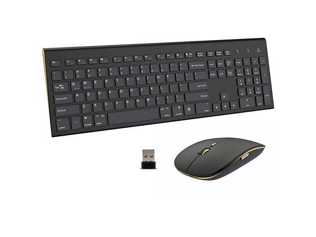 Wireless Keyboard and Mouse FullSize USB Dual System Switching Double Ergonomic WhisperQuiet Compatible with PC Desktop Computer macOS Windows