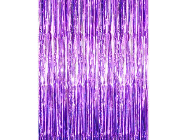 32 ft x 98 ft Metallic Tinsel Foil Fringe Curtains for Party Photo Backdrop Wedding Decor Purple1 Pack