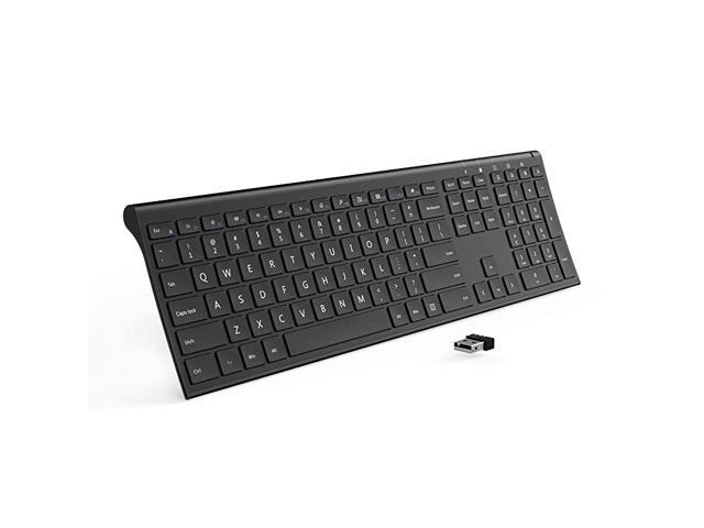 Rechargeable Wireless Keyboard 24GHz Full Size Ultra Slim Keyboard for Computer Desktop PC Laptop Surface Windows OS
