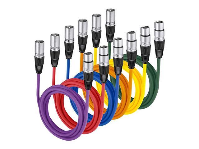 6Pack 1 Meter Audio Cable Cords XLR Male to XLR Female Microphone Color CablesGreen Blue Purple Red Yellow Orange
