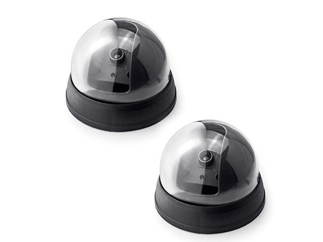 Fake Security Camera Simulation Dummy Hemisphere Dome Camera IndoorOutdoor Waterproof with Flashing Red LED Light for Home Business2 Pack