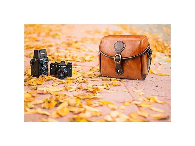 Vintage Camera Bag DSLR Shoulder Camera Bag with Removable Inserts Waterproof Shockproof Camera Case for Canon Nikon Sony Pentax Olympus Panasonic