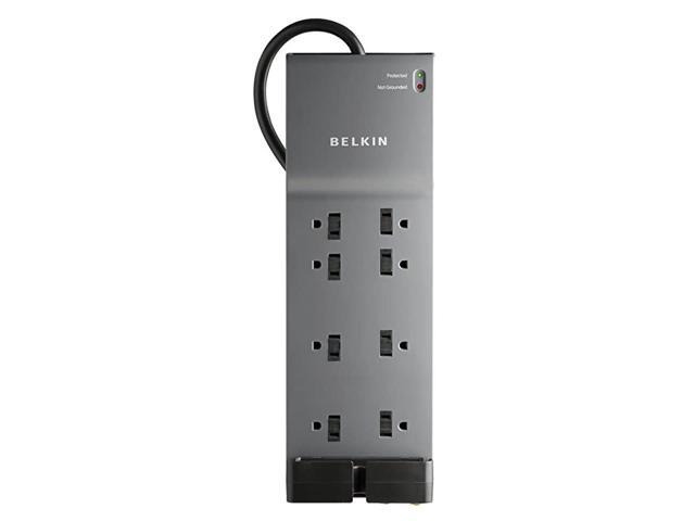8Outlet Power Strip Surge Protector Flat Plug 6ft Cord Ideal for Computers Home Theatre Appliances Office Equipment 3550 Joules Black