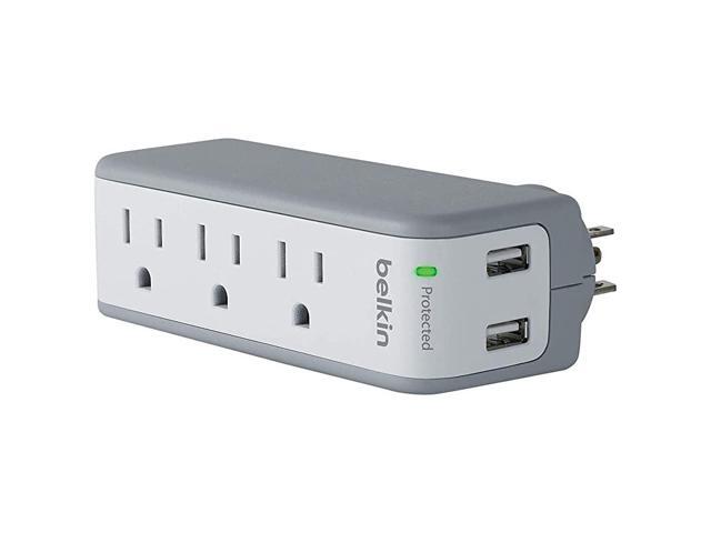 3Outlet USB Surge Protector Rotating Plug 1 Amp 918 Joules silver BZ103050TVL