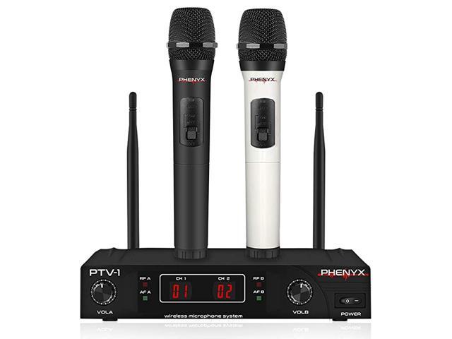 Wireless Microphone System VHF Cordless Mic Set with 2 Handheld Mics Color Coding Easy Setup Best for Home Use Church YouTube Karaoke Party Events