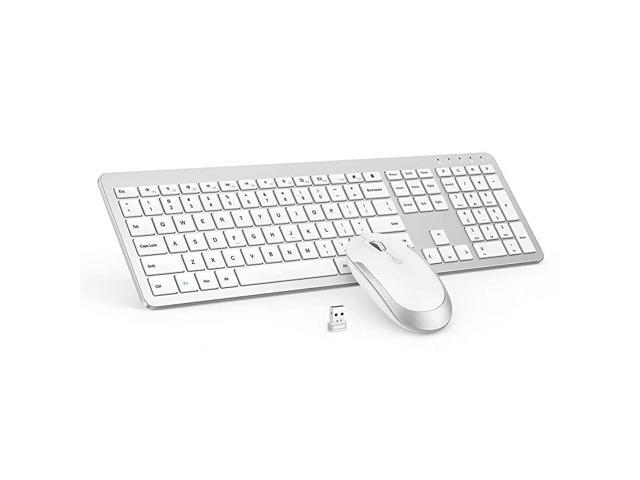 Keyboard and Mouse Combo Full Size Slim Thin Keyboard Mouse with Numeric Keypad with OnOff Switch on Both Keyboard and Mouse White Silver