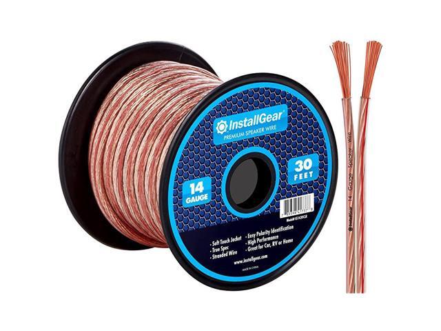 14 Gauge AWG 30ft Speaker Wire Cable Clear