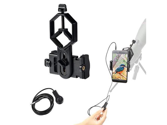 Cell Phone Adapter Mount + Wire Shutter Universal Smartphone Quick Photography Connector with Shutter Wire Control for Telescope Binoculars