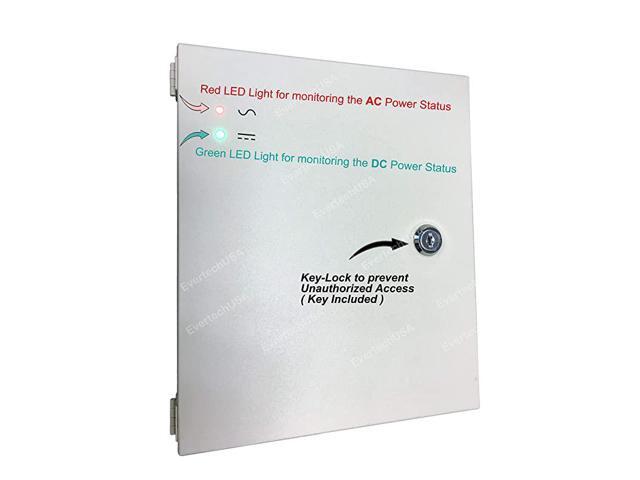 8 Channel 9 Port Power Box Security Camera 12V DC 5A Ampere CCTV DVR Power Supply Switch Box Key Locked