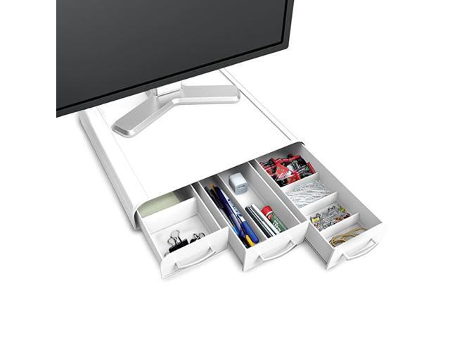 PC Laptop IMAC Monitor Stand and Desk Organizer White