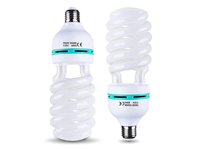 Full Spectrum Light Bulb 2 x 105W 5500K CFL Daylight for Photography Photo Video Studio Lighting