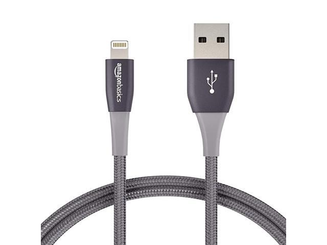 Double Nylon Braided USB A Cable with Lightning Connector Premium Collection MFi Certified Apple iPhone Charger 3 Foot Dark Grey