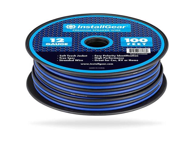 12 Gauge AWG 100ft Speaker Wire True Spec and Soft Touch Cable - Blue/Black