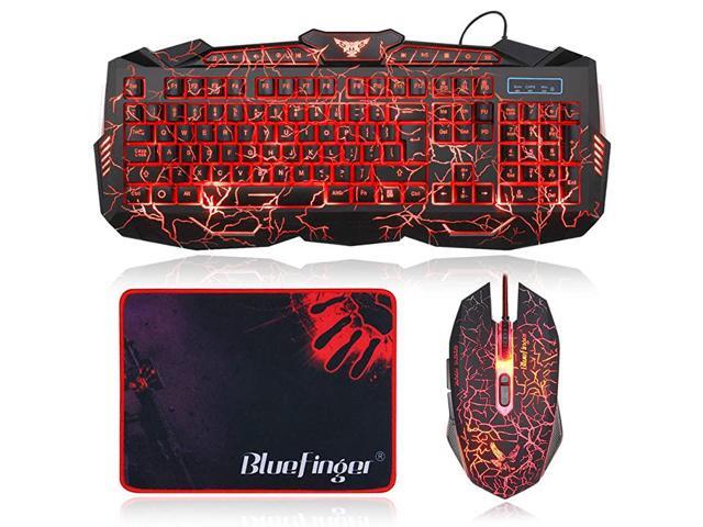 Backlit Gaming Keyboard and Mouse ComboUSB Wired Backlit Keyboard Mouse Game SetMultimedia Keys3 Color LED Crack Illumination Keyboard Mouse for