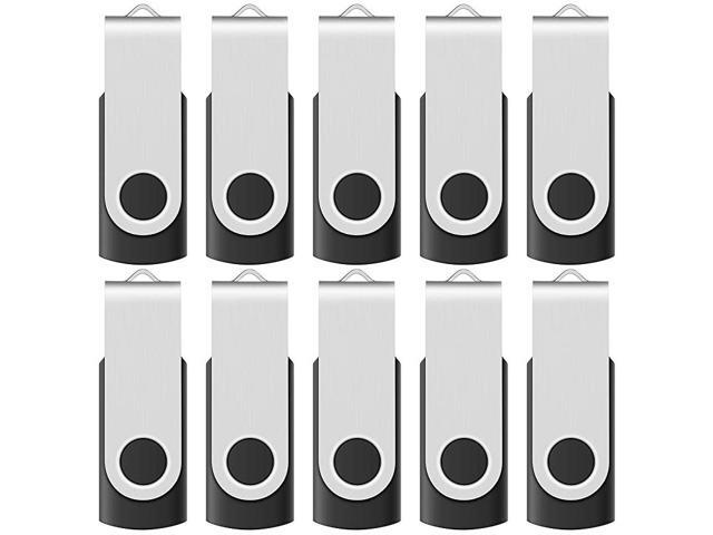 16GB USB 20 Flash Memory Stick Drive Swivel Thumb Drives Bulk 10 Pack with LED Indicator 12 x Removable White Labels Black