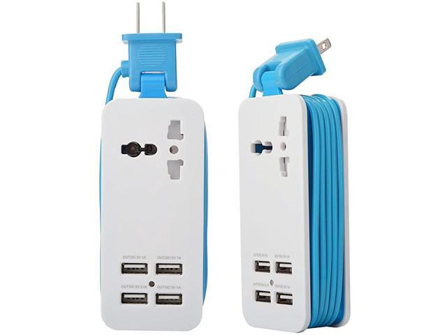 USB Power Strip 4 Port USB Charger Station 5V 21A1A 21W Travel Charging Strip Outlets 5ft Extension Power Supply Cord with Universal Flat Wall Plug