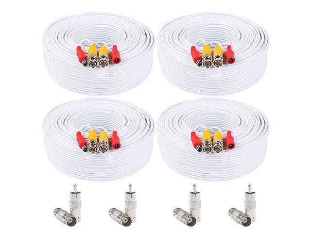 BNC Video Power Cable 4 Pack 130 Feet PreMade AllinOne Video Security Camera Cable Wire with Eight Connectors for CCTV DVR Surveillance System