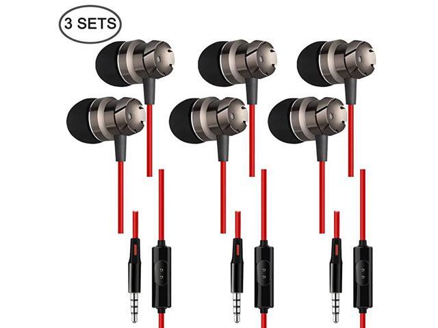 3 Packs Earphone with Remote Microphone in Ear Stereo Sound Noise Isolating Tangle Free for Smartphones Laptops Gaming Fits 35mm Interface Device