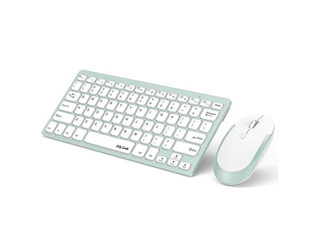 Wireless Keyboard and Mouse 24G Slim Compact Quiet Small Keyboard and Mouse Combo for Windows Laptop PC NotebookWhite and Mint Green