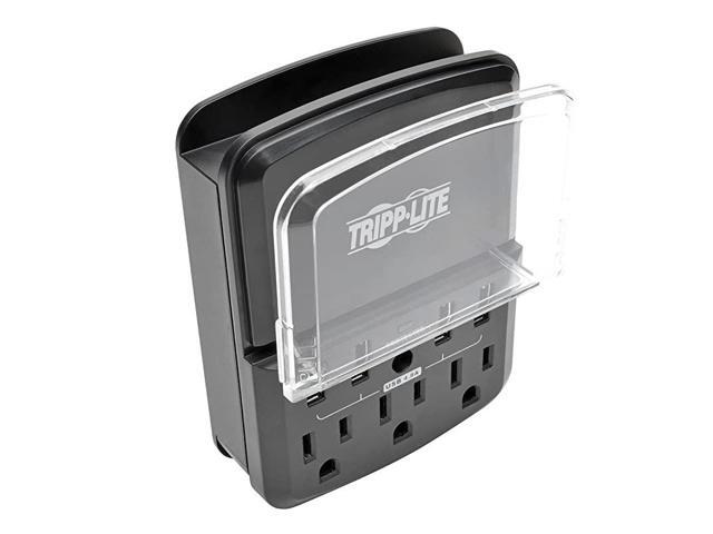 3 Outlet Portable Surge Protector Charging Station 4 USB $10000 INSURANCE SK34USBB BLACK