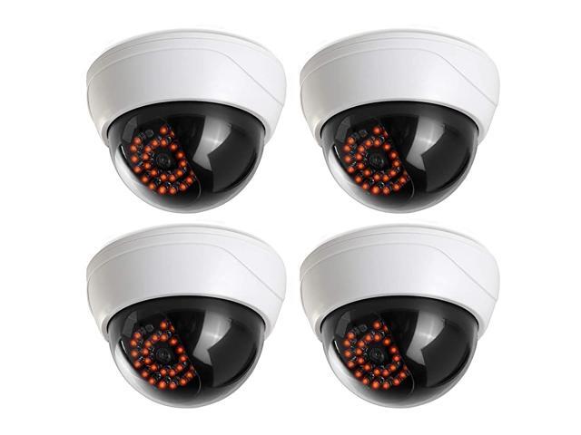 4 Pack Fake Security Camera CCTV Fake Dome Camera with Realistic Look Recording Red LED Light Indoor and Outdoor Use for Homes Business by