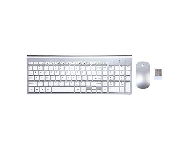 Wireless Keyboard and Mouse Combo Full Size USB Ergonomic Silent Keyboard and Mouse Set for Windows iMac Mac PC Laptop Desktop ComputerSilver and