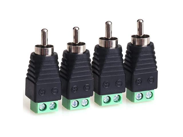 RCA Cable Audio Adapter Phono RCA Male Plug to AV Screw Terminal AudioVideo Speaker Wire connectors Solderless Adapter Solder Free RCA Male4pack