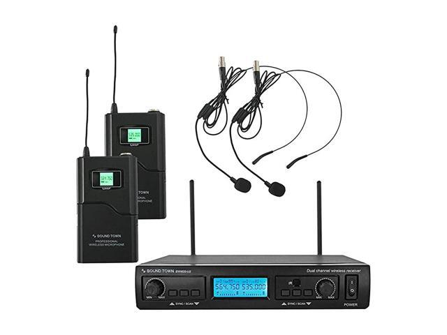 200Channel Professional UHF Wireless Microphone System with 2 Headset MicsBodypacks for Church Business Meeting Outdoor Wedding and Karaoke