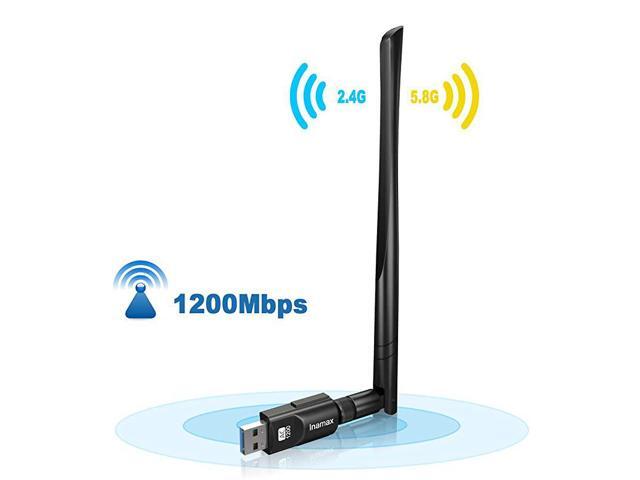 USB WiFi Adapter 1200Mbps USB 30 Wireless Network WiFi Dongle with 5dBi Antenna for PCDesktopLaptopMac Dual Band 24G5G 80211acSupport Windows
