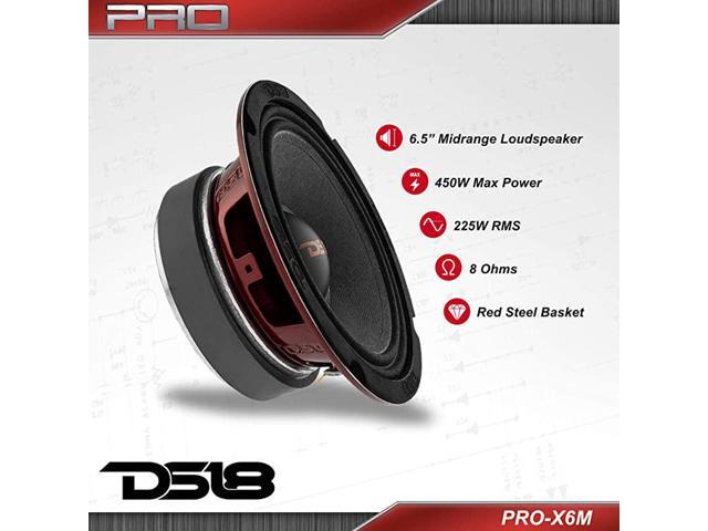 PROX6M Loudspeaker 65 Midrange Red Aluminum Bullet 450W Max 225W RMS 8 Ohms Premium Quality Audio Door Speakers for Car or Truck Stereo Sound