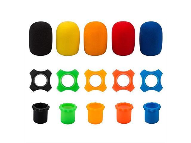 Shakeproof AntiRolling Wireless Handheld Microphone Protection Silicone Ring 5 PCS Bottom Rod Sleeve Holder 5 PCS Windscreen Foam Cover 5 PCS for