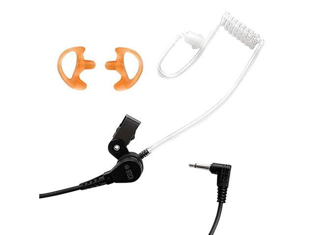 QHM01 35mm ListenONLY HeavyDuty Surveillance Earpiece Includes earmolds and Earbud with Clear Acoustic Coil Tube for TwoWay Radios Transceivers and