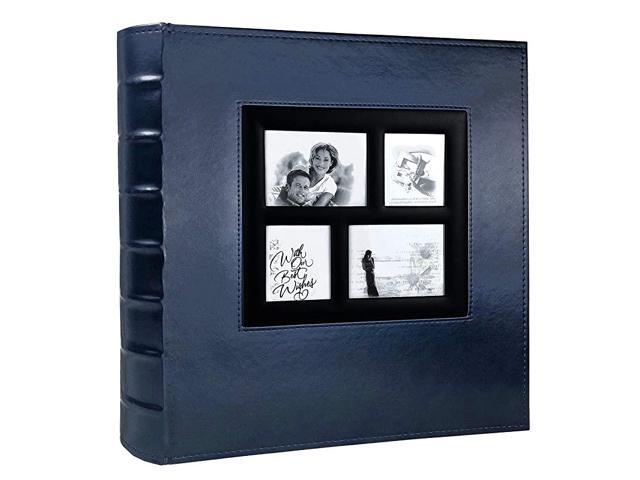 Photo Album 4x6 Holds 500 Photos Black Pages Large Capacity Leather Cover Wedding Family Baby Photo Albums Book Horizontal and Vertical Photos Blue
