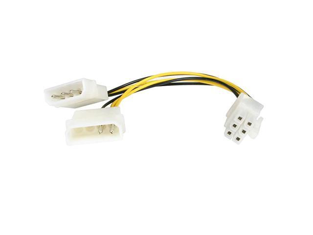 com 6in LP4 to 6 Pin PCI Express Video Card Power Cable Adapter Power adapter 4 pin internal power M to 6 pin PCIe power M 6 in LP4PCIEXADAP