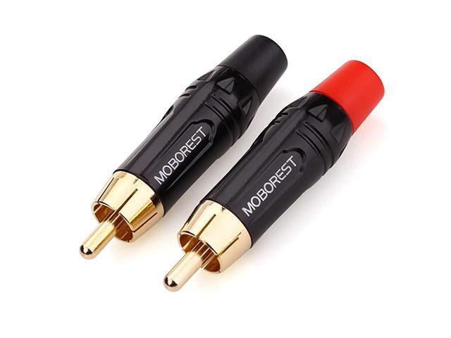 RCA Male Plug Adapter Audio Phono Gold Plated Solder 24K Gold Speaker Plugs RCA Jack Cable Connector AdapterRCA Male2pack
