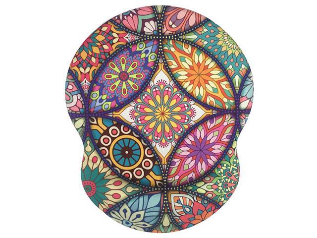 Pad with Wrist Rest Hand Support Cute Colorful Vintage Flower Pads for Girls Women Ergonomic NonSlip PU Base pad for Laptop Computer Gaming Office
