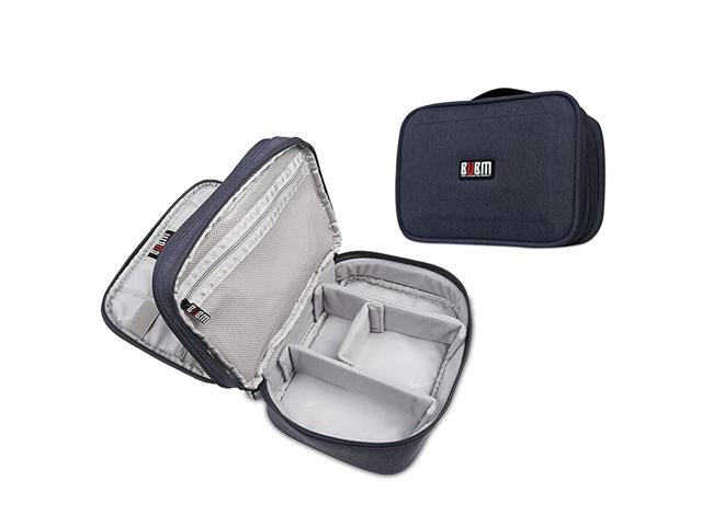 Electronics Travel Organizer Double Layer Travel Cable Organizer Gadget Organizer for Cables iPhone Kindle USB Perfect Size Fits for iPad Mini
