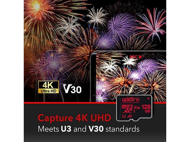 128GB Micro SD Card SDXC U3 V30 A1 Memory Card with Adapter with Read 100MBs high Speed