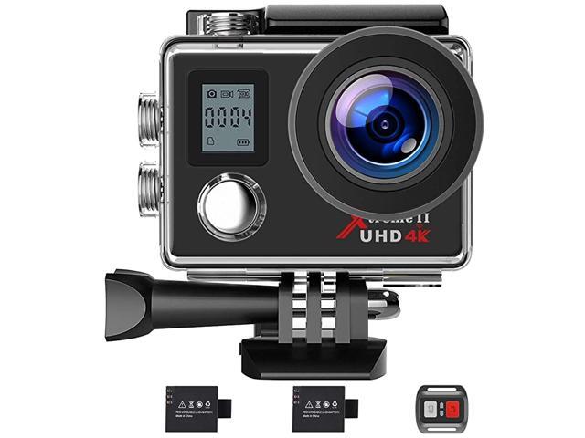 Action Camera 4K WiFi Ultra HD Camera Underwater 30M 170°WideAngle Lens with Remote Control 2 Batteries and Mounting Accessories Kit