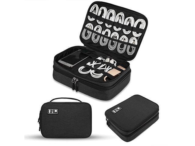Electronics Organizer Electronic Accessories Cable Organizer Bag Double Layer Travel Cable Storage Bag for Cables Laptop Charger Tablet Up to 11
