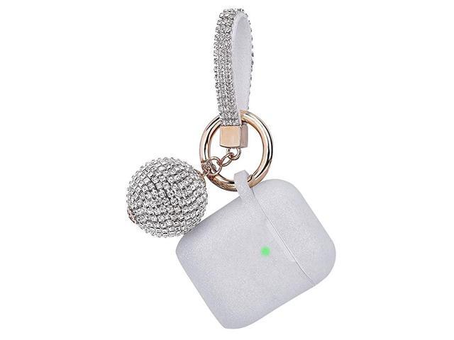 Case for Airpods Bling Airpod Silicone Case Cover Skin Air Pods Protective Glitter Case with Shiny Disco Ball Keychain Scratch Proof and Drop